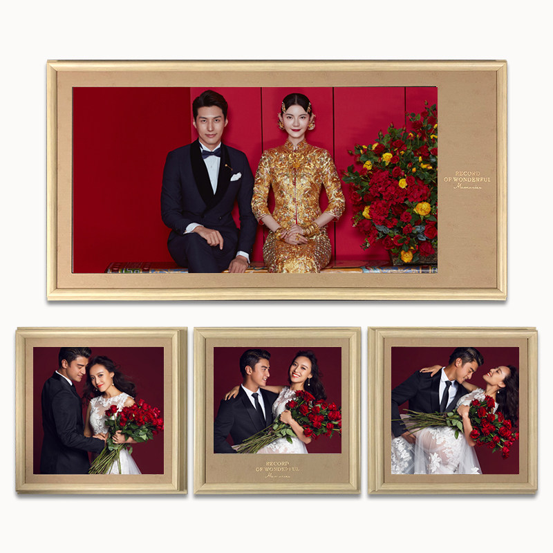 High-end Wedding Dress Photography Enlarged Photo Frame Hanging Wall Leather Engraving Tie Wedding Photo Hung Living-room Bedroom Photo Wall Composition Suit