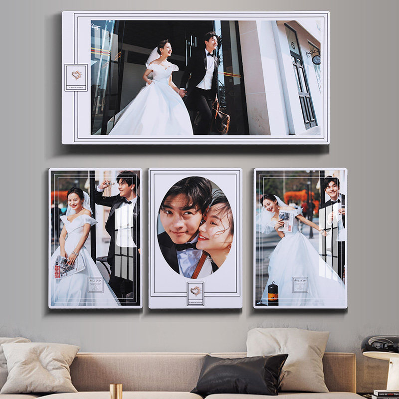 Wedding photo frame hanging on the wall to make a photo studio post-production photo enlargement wedding 8-piece set is customized to make a photo album