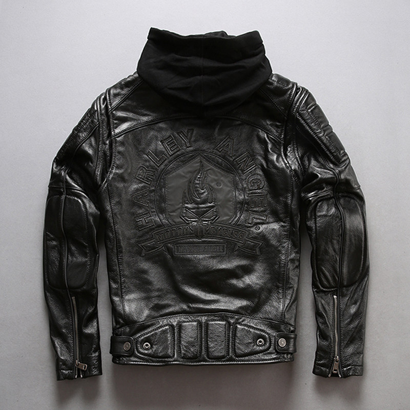 Harefur Coat Men Genuine Leather Thickening Head Layer Cow Leather Jacket Leather Jacket Short for body riding Locomotive Suit Jacket Tide