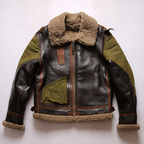 B3 Air Force fur one male short slim horse leather leather leather jacket flying jacket coat Tide plus fat plus size