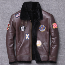 Winter fur integrated male youth genuine leather leather clothing short-turned-collar Air Force Flying Officer leather jacket fur jacket fur jacket
