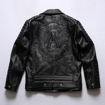 Harei Motorcycle Riding Locomotive Clothing Genuine Leather Leather Clothing Male Belt capsized Overturned Zipper Bull Leather Leather Jacket Jacket