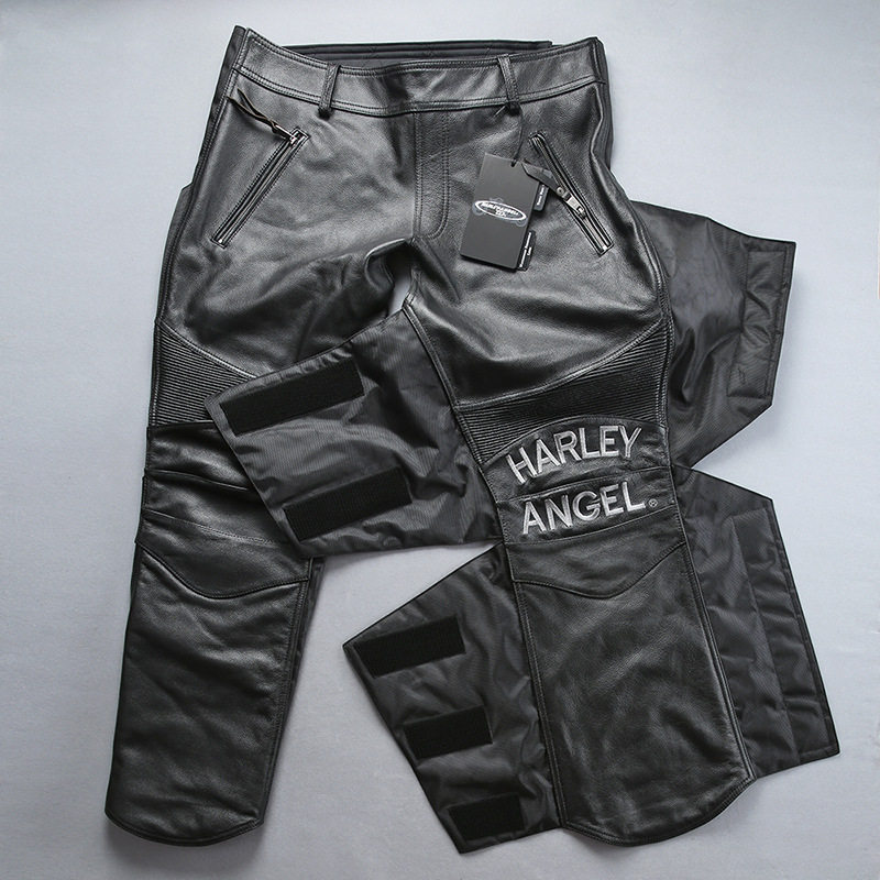 Winter genuine leather leather pants male detachable locomotive locomotive riding leather unwind and warm protection leg pants for increased code