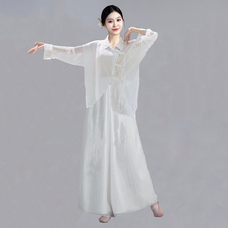 Modern Dance Shirt, Elegant White Dance Costume, Chinese Dance Performance Costume, Loose Irregular Top, Classical Dance Suit Modern Dance Shirt, Elegant White Dance Costume, Chinese Dance Performance Costume, Loose Irregular Top, Classical Dance Suit