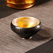 999 sterling silver cup Jianyang Jianzhan Gilt silver Tianmu Glaze Teacup Liner inlaid with silver Gongfu tea master cup Single cup