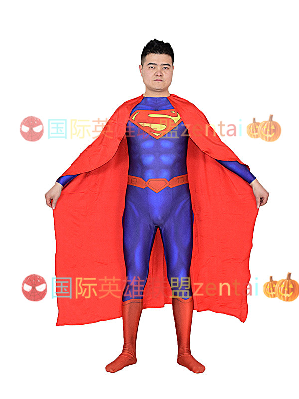 Blue Classic Superman Bodysuit Superman Superhero Halloween Party Zentai Suit
