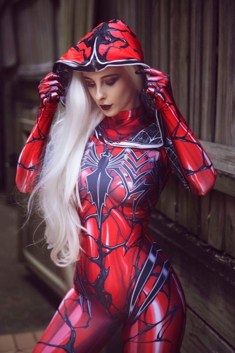 Women's Venom Gwen Spider-Man one-piece bodysuit all-inclusive hooded cosplay zentai suit