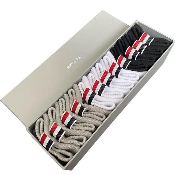 Gift box version TB socks men's socks boat socks women's jk pure cotton mid-calf sports socks pile socks calf socks spring and summer