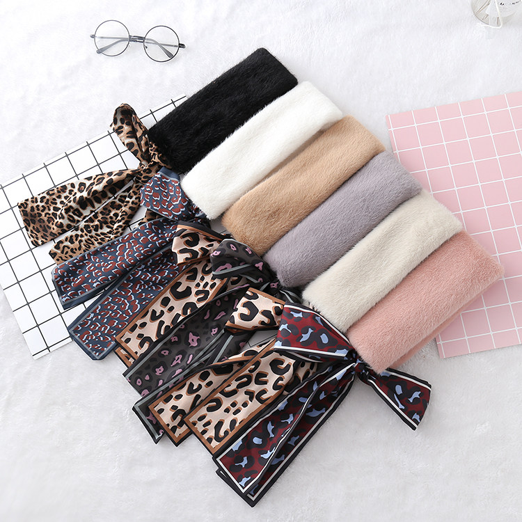 Douyin the same parent-child BAO WEN small silk scarf all-match plush scarf imitation fur scarf female autumn and winter fur collar neck cover