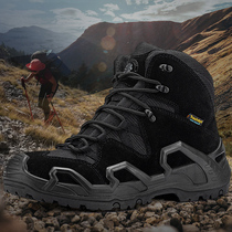 Professional outdoor new leather lace-up wear-resistant mid-top waterproof hiking shoes hiking cross-country combat boots tactical boots