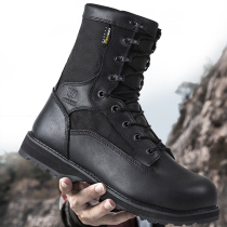 Military fans outdoor hiking shoes cowhide non-slip hiking shoes training boots mens combat boots high top layer cowhide waterproof