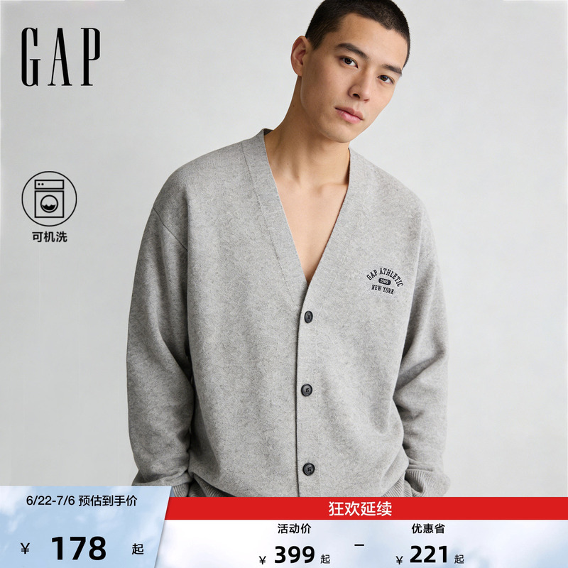 [Cheng Yi Endorsement] Gap Men's and Women's Clothing 2026 Spring New Embroidered V-Neck Knitted Cardigan Top 854153