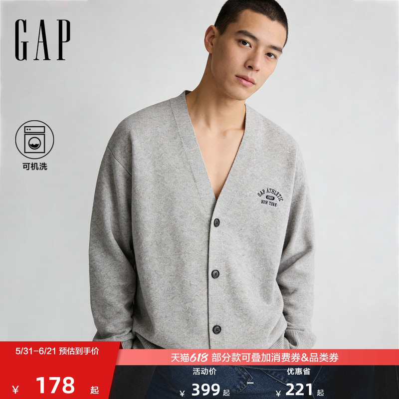 [Cheng Yi Endorsement] Gap Men's and Women's Clothing 2026 Spring New Embroidered V-Neck Knitted Cardigan Top 854153