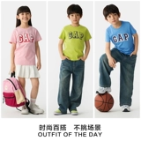 Gap, детская весенняя хлопковая футболка с коротким рукавом подходит для мужчин и женщин, комплект