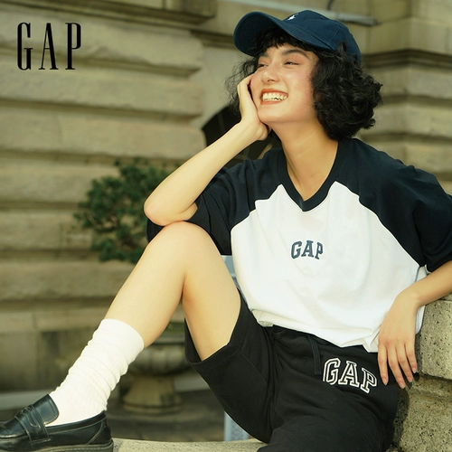 Gap Gap, весенняя хлопковая футболка подходит для мужчин и женщин, с печатью вашего логотипа