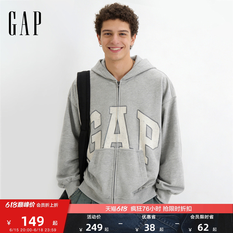 [Cheng Yi Endorsement] Gap Men's and Women's Spring New Printed Logo Hoodie Sweatshirt 787438