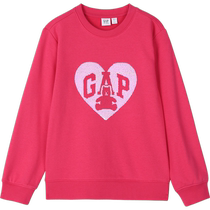 Gap girls spring 2024 new LOGO flip sequin round neck sweatshirt cute sports top 890206