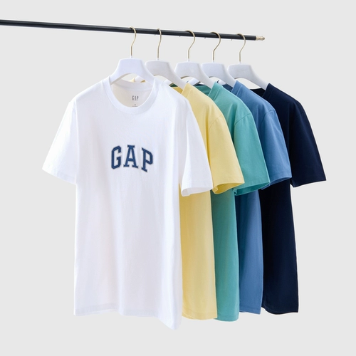 Gap Весенняя хлопковая футболка с коротким рукавом подходит для мужчин и женщин, с печатью вашего логотипа