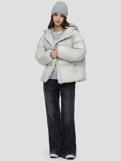 Gap Women's 2025 Autumn New Logo Glossy Loose Zipper Hooded Down Jacket Fashion Jacket 829142