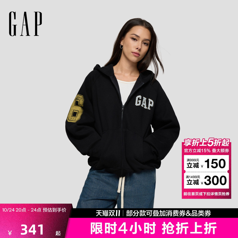 [Same Style as Cheng Yi] Gap Men's and Women's Clothing 2026 Autumn Trendy Printed Fleece Hoodie Sweatshirt 788127