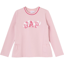 Gap Girls 2024 Spring New High Elasticity Logo Color Round Neck Long Sleeve T-Shirt Childrens Skirt Top 890401