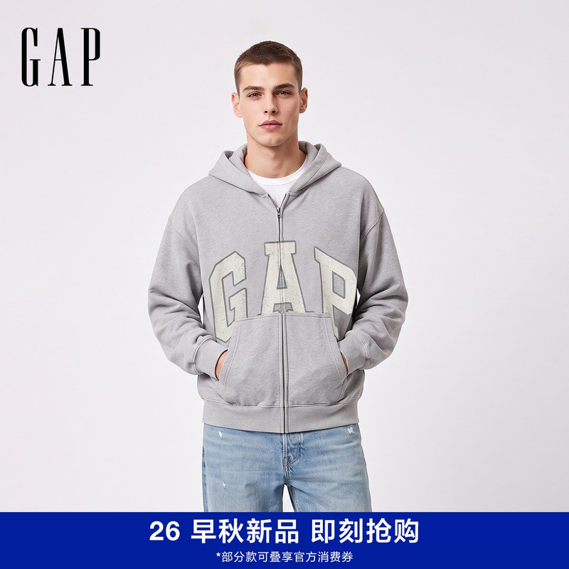 [Cheng Yi Endorsement] Gap Men's and Women's Clothing 2026 Autumn Collection Printed Logo Hoodie Sweatshirt 787438