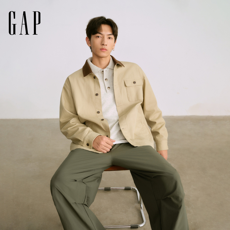 [Cheng Yi Endorsement] Gap Men's 2026 Autumn New Barn Style Contrast Color Lapel Jacket 1Jk623901