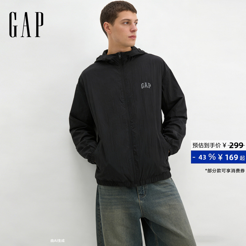 [Cheng Yi Endorsement] Gap Men's and Women's Clothing 2026 Summer Collection Logo Printed Sun Protection Hoodie Jacket 854150
