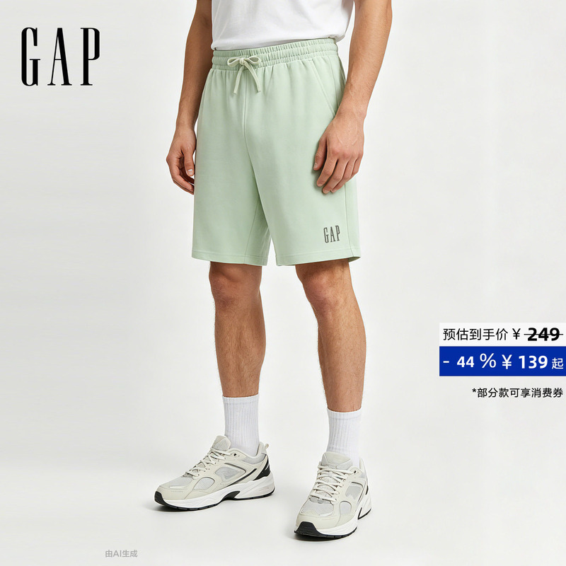[Cheng Yi Endorsement] Gap Men's 2026 Summer Logo Embroidered Elastic Waist Loose Casual Shorts 854268
