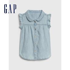 Рубашка детская gap女幼童纯棉娃娃领无袖牛仔衬衫夏季577457 2020新款荷叶边上衣
