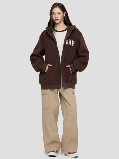 Gap Herren- und Damen-Kapuzenpullover 2025 Frühling und Herbst mit Sherpa-Reißverschluss und Logo-Imitation 786507