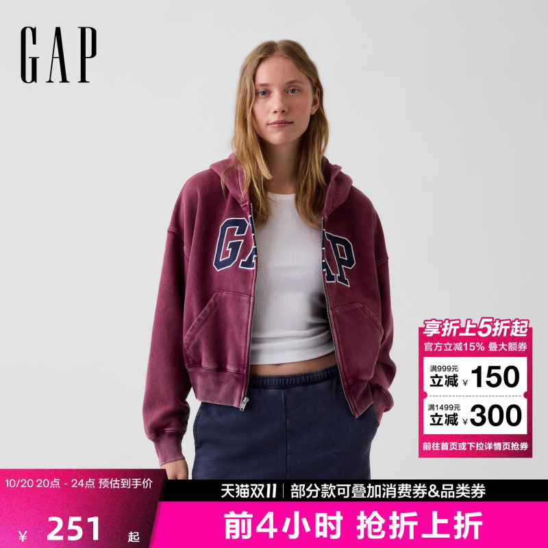 【Cheng Yi Endorsement】Gap Women's 2026 Autumn New American Retro Hooded Sweatshirt Us Version 000912136