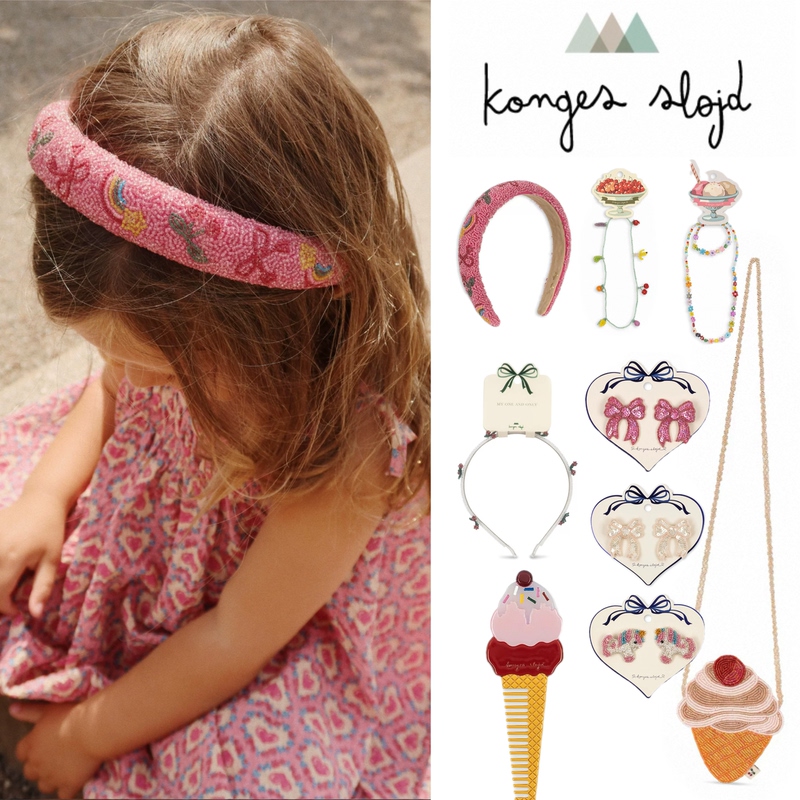 Konges Slojd Genuine 26Sp Girls' Cherry Rainbow Bow Beaded Hairpin Headband Konges Slojd Genuine 26Sp Girls' Cherry Rainbow Bow Beaded Hairpin Headband