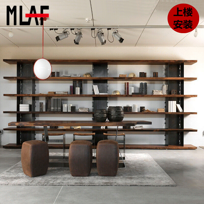 Nordic Solid Wood Shelf Shelve Shelve Land Brief Industrial Wind Iron Art Shelf Solid Wood Show Shelf Shelve Shelf