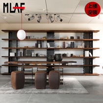 Nordic solid wood bookshelf shelf floor simple industrial wind iron storage rack solid wood display rack storage rack storage rack