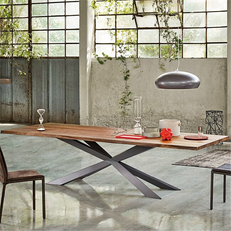 Retro Solid Wood Desk Loft Table Industrial Wind Conference Table Iron Art Solid Wood Long Table Training Table Designer