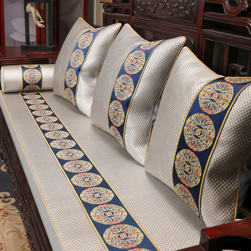 Sofa cushion Summer ice silk mat mat Dingding to be new Chinese red wood furniture Furniture Sponge Rattan Mat Summer Non-slip
