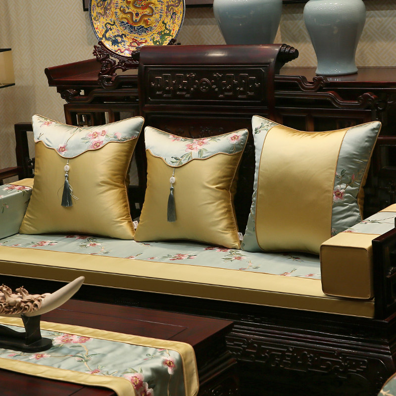 Red Wood Sofa Cushion Non-slip All Season Universal New Chinese Red Wood Furniture Solid Wood Sofa Cushion With Backrest Removable Wash-Taobao
