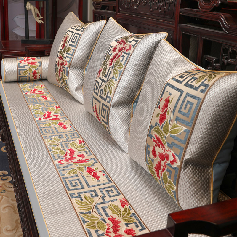 Ice silk sofa cushion Summer cushions New Chinese red wood Bed Cushion Sponge Cushion Submat Mat mat Mat Anti Slip Custom