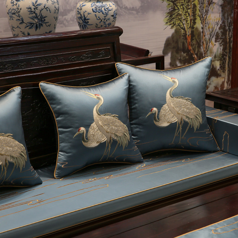 Mahogany sofa cushion solid wood sofa cushion with backrest non-slip high-grade Luohan bed new Chinese cushion cover custom-made