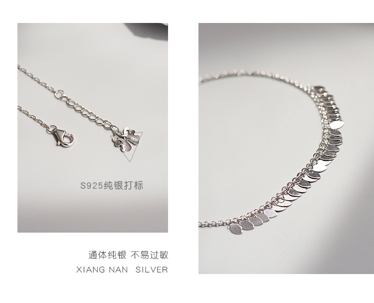 [South Lane] 925 sterling bạc thông minh lá vòng chân đơn giản tree leaf vòng chân chic quà tặng bạn gái nữ mô hình