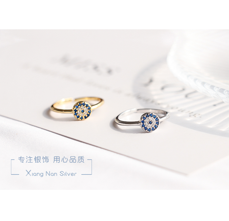 [South Lane] 925 sterling bạc mắt quỷ retro nhẫn tinh tế khí nhỏ Thổ Nhĩ Kỳ trang sức mở vòng nhẫn nam kim cương