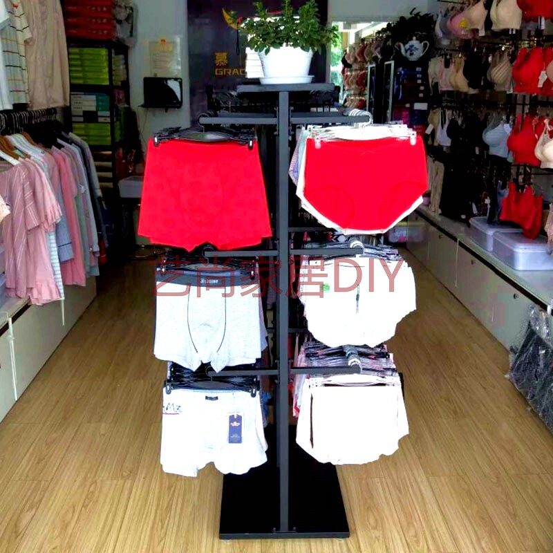 Mall Underwear Shelving Bra Rack Hanging Underwear Mid Island Shelf Floor Style Bifacial Men Shorts Model Show Shelf