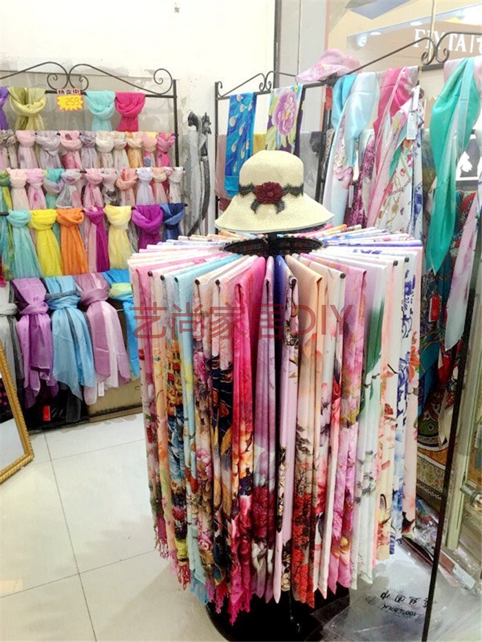 Clothing Store Scarves Rack Ground Swivel Hanging Silk Scarves Rack Bag Rack Tie Shawl Collar mid-island hanging rack