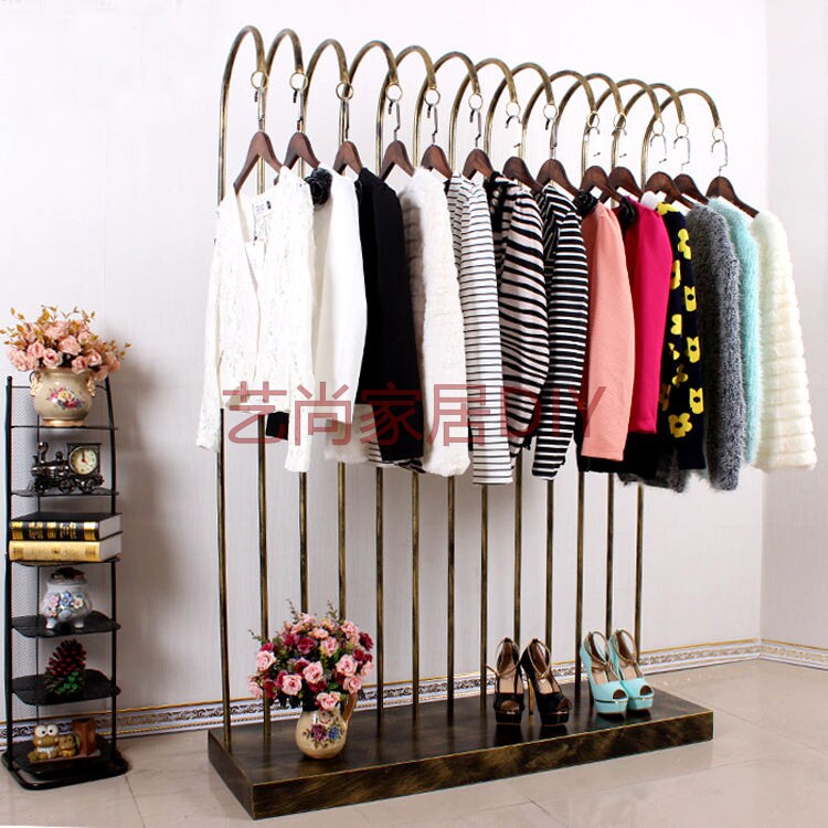Clothing store hanger men's and women's display rack floor-to-ceiling medium wedding rack shoes bag shelf display rack side hanging