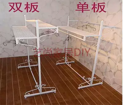 Clothing display rack floor clothing store double-row Zhongdao clothes rack on both sides of the high and low Board shelves European style