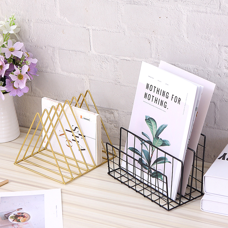 Iron Art Desk Bedside Bookcase Mask Information Finishing Containing Box Book Small Document Bar Shelve Shelf Bracket