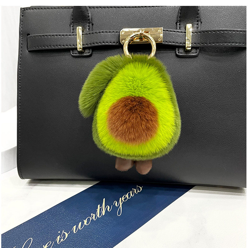 Women's Gender Cute Style 1 Piece Bag Cattle Avocado Bag Pendant Keychain Plush Real Fur Birthday Women's Cute Bag Pendant Keychain