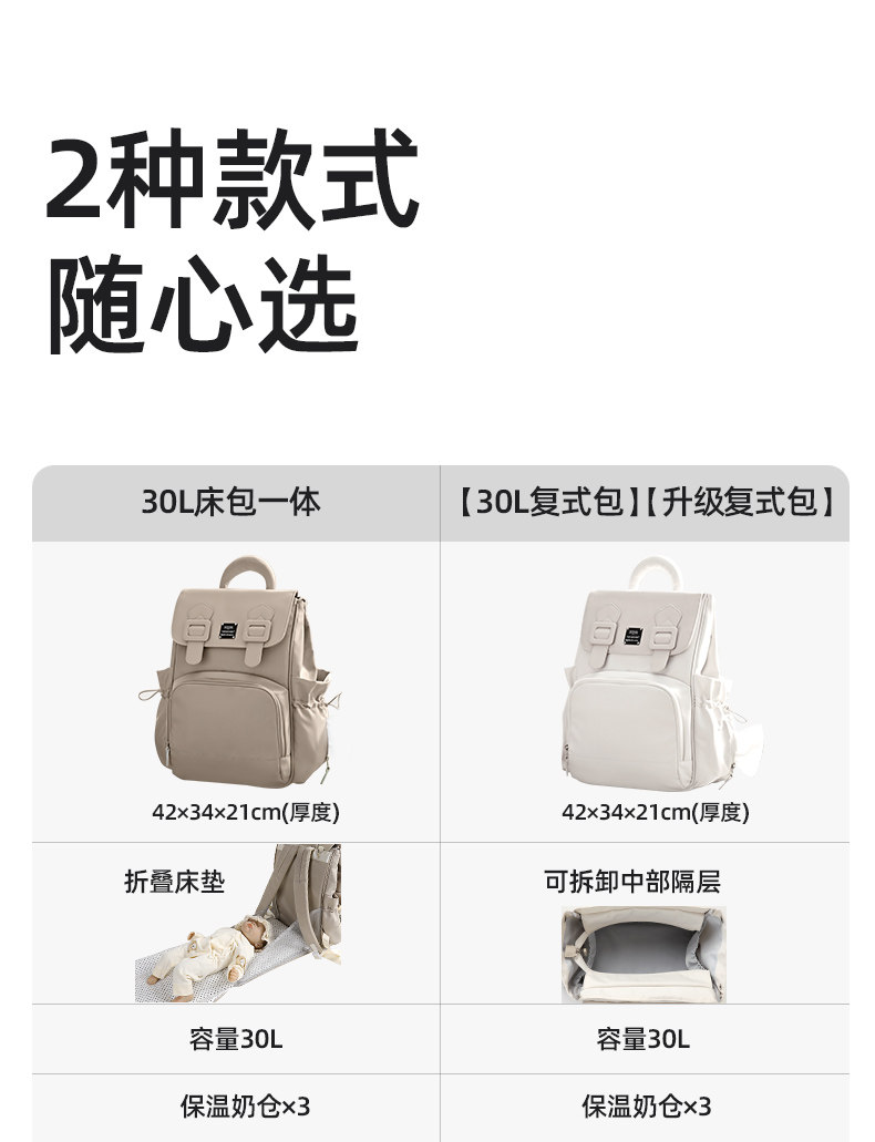 雅特茂妈咪包多功能大容量双肩手提母婴背包妈妈外出轻便出行新款 — 55