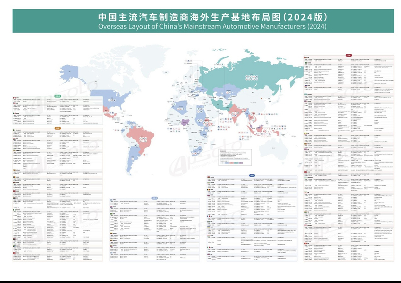 2025 China's Major Automobile Manufacturers' Overseas Production Base Layout Map 2024 Version Digital Version